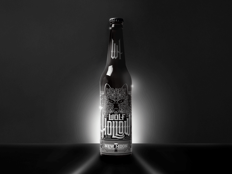 Wolf Hollow Glow-in-the-Dark Ink beer brewery hand lettering illustration monoline packaging wolf