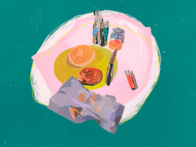 Meal alone ansilta santos artrage buenos aires colorful cuarentena digital painting digitalart drawing freestyle hamburguer pencil pixel