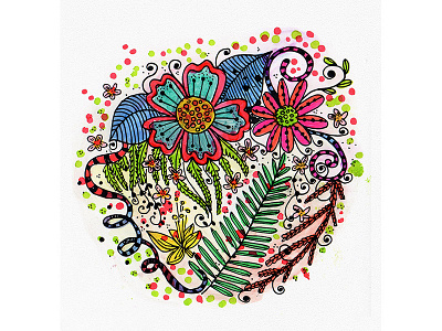 Florecitas Florecidas colorful decorative drawing flower illustration ink kurecolors leaves mandala petals
