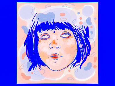 Blue art colorful colors digital art drawing girl illustration