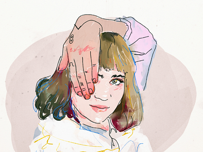 Grimes digital art female grimes painting pastel portrait queer singer