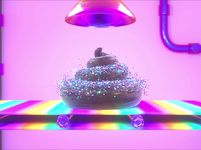 Fudge Factory 3d animation c4d cinema 4d colorful confetti design factory fudge glitter motion octane poo rainbow render