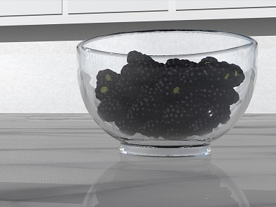 Bowl of Blackberries berries blackberries bowl c4d cinema 4d glass render