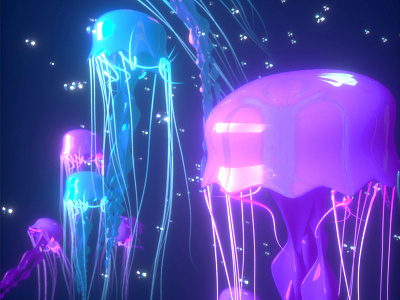 Jellyfish animation c4d cinema cinema 4d fish glow jelly octane octanerender render