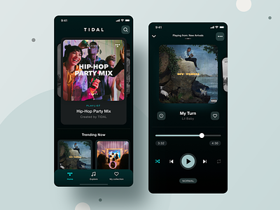 Tidal Mobile App - UX/UI Redesign app appdesign design digital free invite listen mobile music music player navigation player playlist slider spotify tabs tidal ui uidesign ux