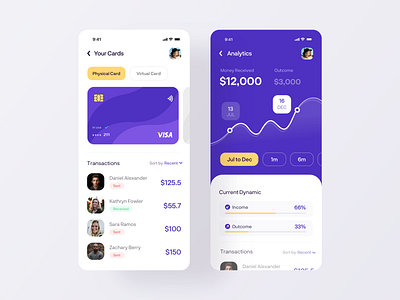Money Transfer Mobile App - My Cards analytics banking app cards credit card design finance finance app mobile mobile app mobile ui money moneyapp navigation payments recipes send tabs ui uiux