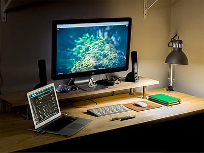 Yet Another Workspace / Office Setup apple butcher block designer desk ikea isetups mac minimalsetups moleskine monitor stand office workspace