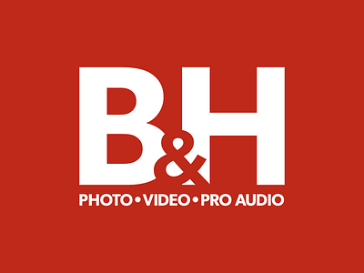 B&H Logo Concept audio bandh bh flat logo photography rebrand red videography