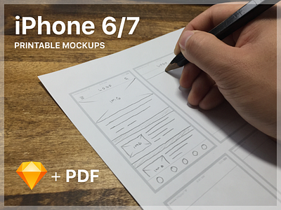 iPhone 6/7 Printable Mockups iphone 6 iphone 7 mockup printable sketch file wireframe