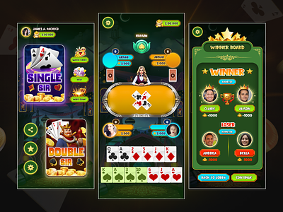 Casino Card Mobile Game App UI Kit