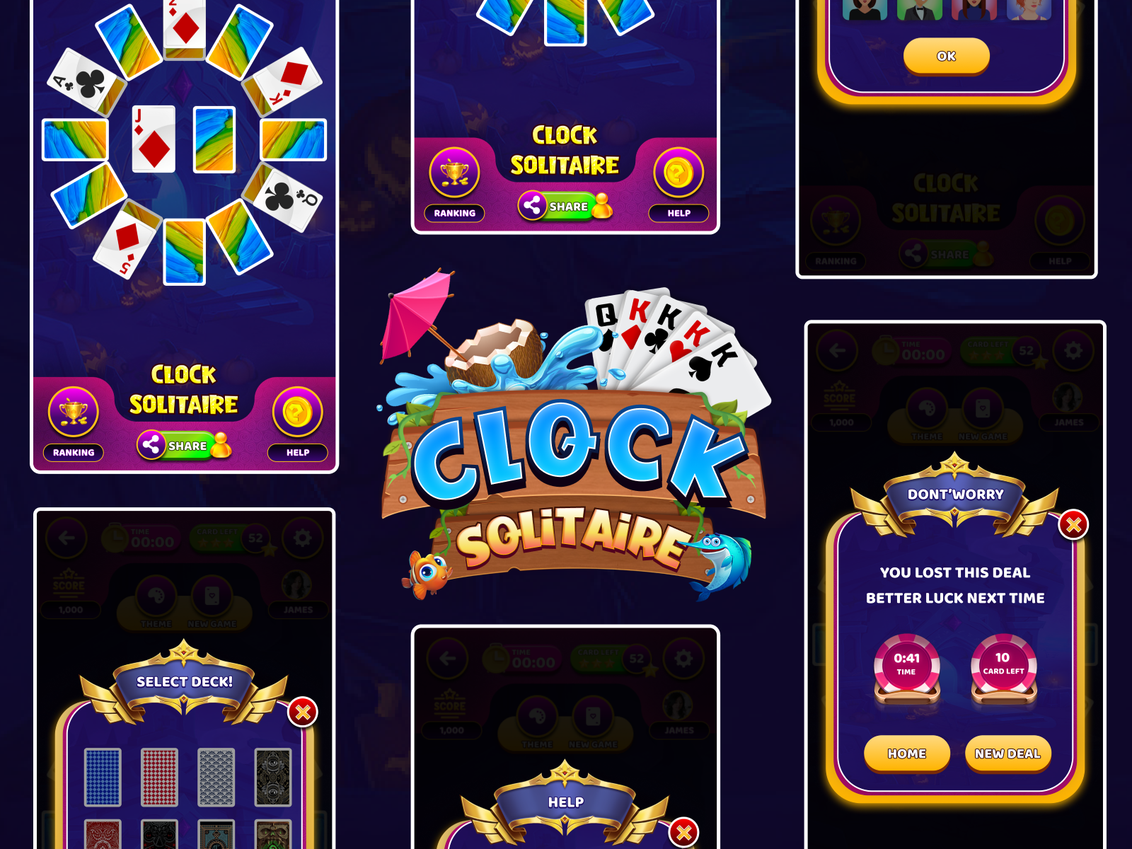 Clock Solitaire Game UI Kit by Bitrix Infotech Pvt Ltd on Dribbble