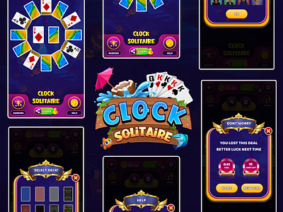 Clock Solitaire Game | Figma UI Kit app bitrix bitrixinfotech card game design game game design game development illustration mobile game ui ux website design