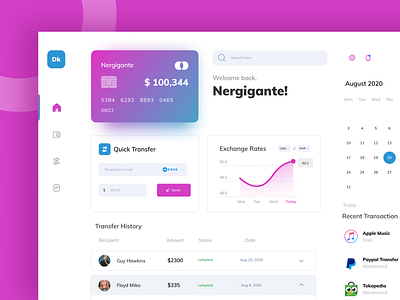 Finance Dashboard banking dashboad digital ewallet finance manage money transfer ui ui design ux