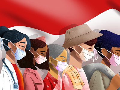 Dirgahayu RI ke-75 character illustration independence independenceday indonesia kemerdekaan merdeka people procreate