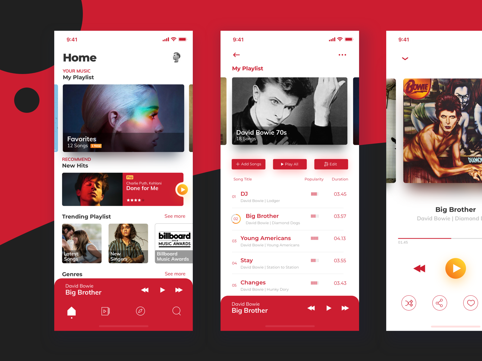 Music Streaming App Interface by Desemy Kristanto for Pixelz on Dribbble