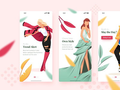 Apparel Management Apps application character clean design fashion glamour illustration layout model modern onboarding outfit style ui ux