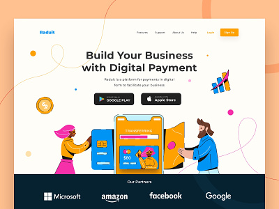 Raduit Digital Payment Hero character design digital emoney illustration internet payment people transaction ui vector wallet web