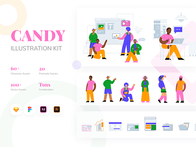 CANDY Illustration Kit art candy character character design design illustration kit mobile modular people ui ui8 ui8net ux web