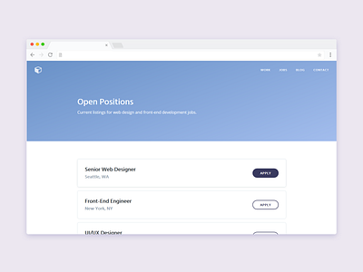 Job Listing clean job listing landing page ui ux web design