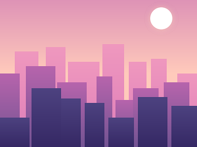 City city clean css illustration purple skyline sunset