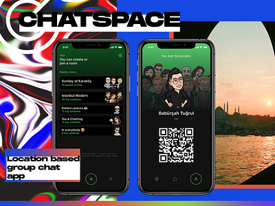 chatSpace Dark Mode - Profile & Main Page app card chat design group ios main page mobile ui profile page redesign rooms ui