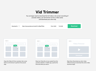 Vid-Trimmer Page landing page ui video trimmer