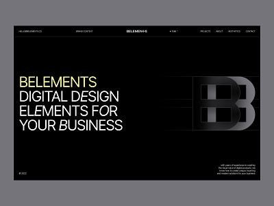 belements: web design, branding, visual identity branding case grid hero identity design layout letters portfolio product typo typography ui visual identity web web design web page webpage