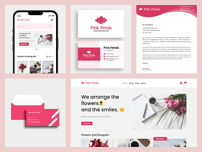 Pink petals branding design for flower company