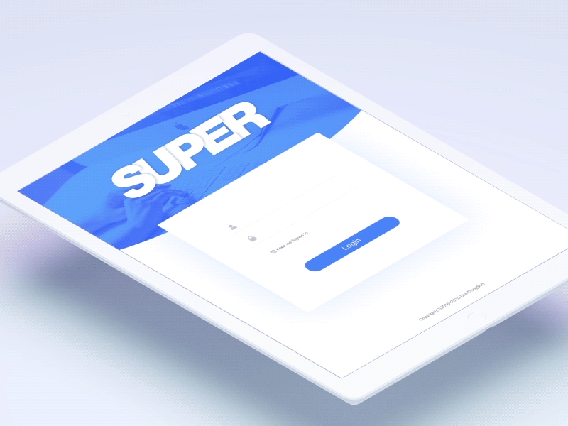 SUPER Login effect for ipad app blue interaction login