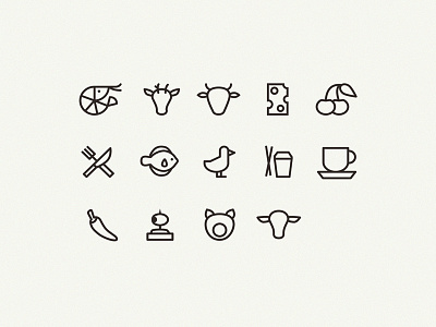 Wine taste icons cheese cherries chili cow deer icons lamb shrimp wine