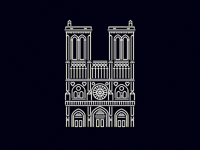 Notre Dame building digital art france illustration line line icon minimal notre dame paris poster