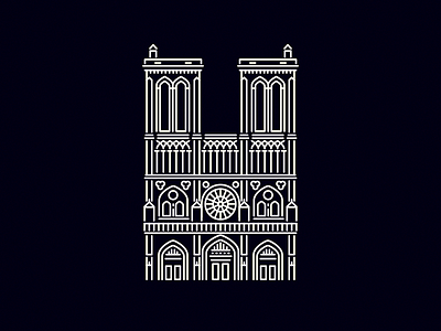 Notre Dame building digital art france illustration line line icon minimal notre dame paris poster