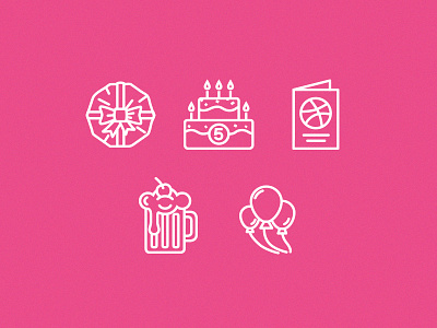 Dribbble 5 icons 5 balloons beer birthday card cake dribbble gift icons line icons present youre awesome