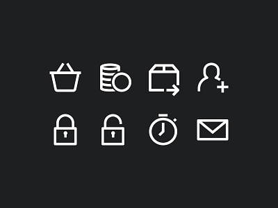 Sport shop icons add person basket cart envelope icons lock mail money sport sportlala time timer