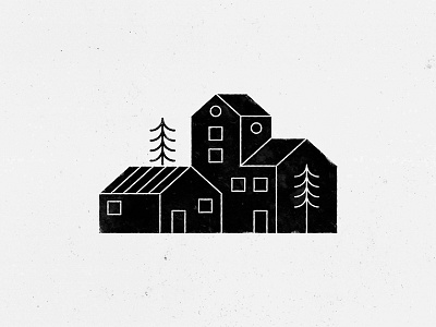 Geometric houses black home house houses line style lines pine tree tree