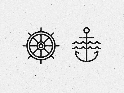 Anchor & Rudder anchor line art line style lines pirate rudder ship tattoo water