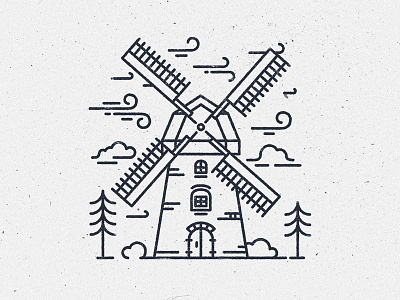 Windmill in wind blowing line art line style lines netherlands väderkvarn wind windmill