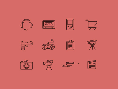 Thin Line Icon camera cart gameboy gun headset icon icons iconset lineart rifle sweden video controller