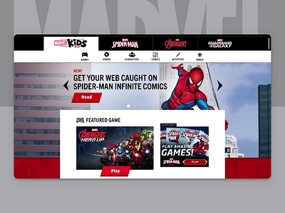 Marvel Kids - UI animation design flat gskett interface minimal ui ux vector web website