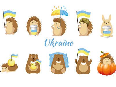 Vector illustration of patriotic animals of Ukraine
