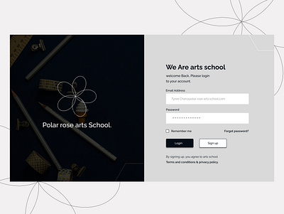 Polar Rose arts school - Login page design branding clean design login loginpage logo minimal polar school ui ux uxui vector webdesign