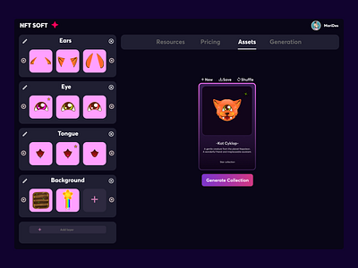 NoCode NFT - collection constructor asset nft nft collections ui uiux webdesign