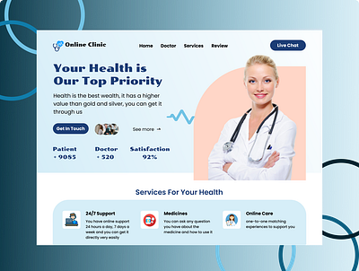 Online clinic clinic consultation consultation medical design doctor figma health care hospital medicine online care online clinic patient support ui user experience user interface ux