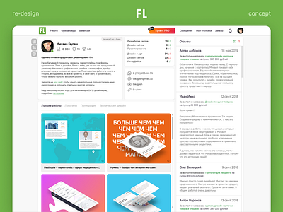 Fl.ru — re-design concept concept design dashboard fl fl.ru green