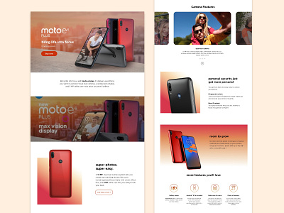 Moto E6 Plus Product Detail/Marketing Page design graphic photography typography website