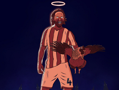 Demonic Joe Allen championship football illustration procreate stoke welsh