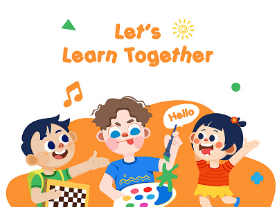 Lets learn Kids app baby children class club color digital happy ideas illustration kid illustration kid play kids kids art learn together lets learn orange play playground