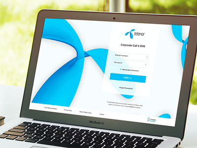 Login Screen blue login minimal design telecommunication telenor web portal white