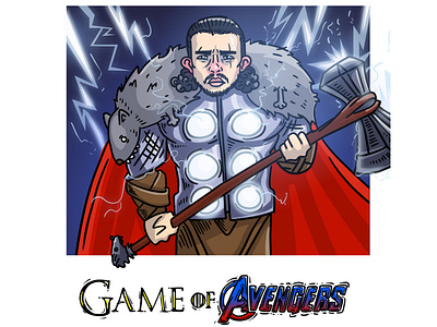 Game of Avengers avengers digital digitalart fanart game of thrones illustration art ilustration john snow thor