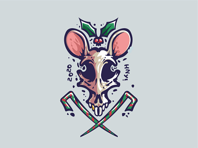 2020 HNY! art digital digitalart illustration logo monster new year rat skull xmas